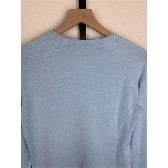 J. McLaughlin Jamey Sweater Womens Small Bright Blue Button Sleeve Cotton Preppy - Picture 7 of 11